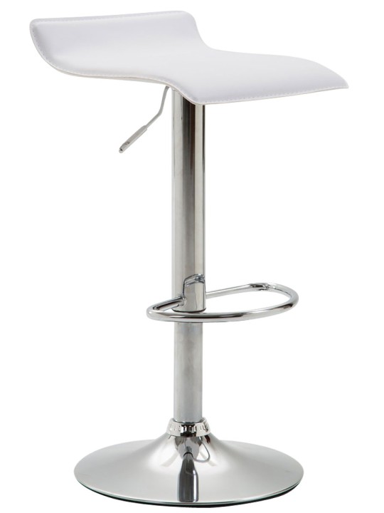 Banqueta alta Dyn V2 em couro sintético cromado, branco