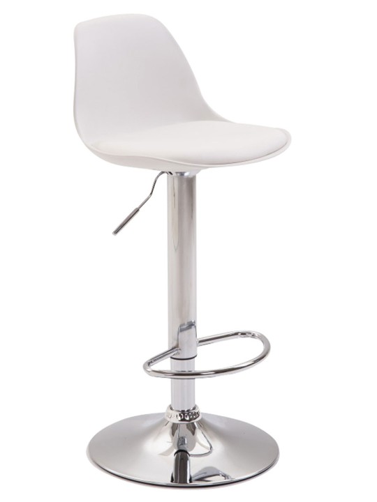 Banqueta alta Kiel couro sintético, branco