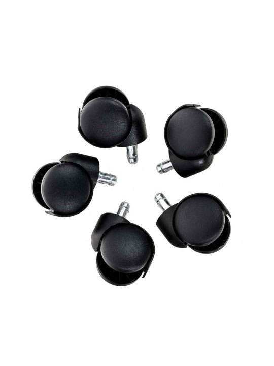 Pack de 5 rodízios de chão em plástico, preto