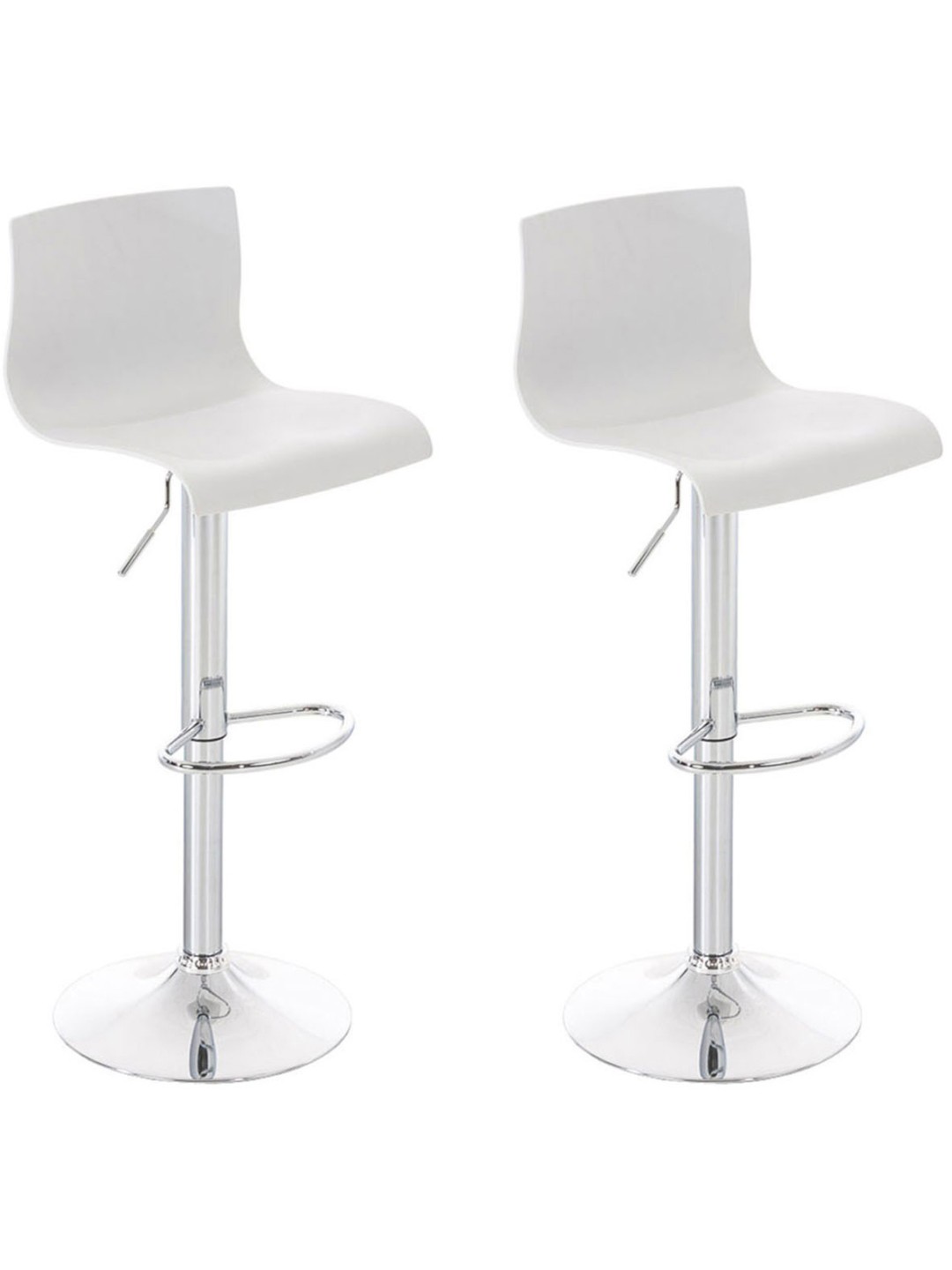 Conjunto de 2 bancos altos Hoover plástico cromado, branco