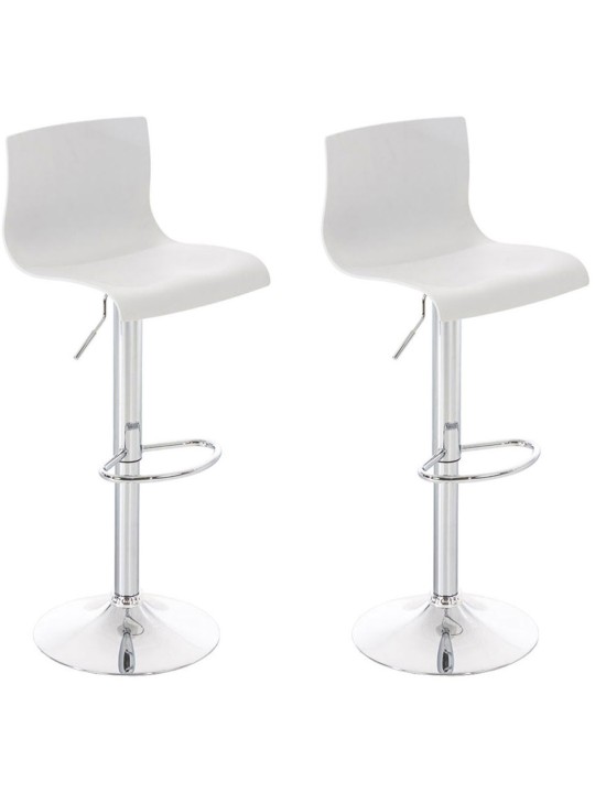 Conjunto de 2 bancos altos Hoover plástico cromado, branco
