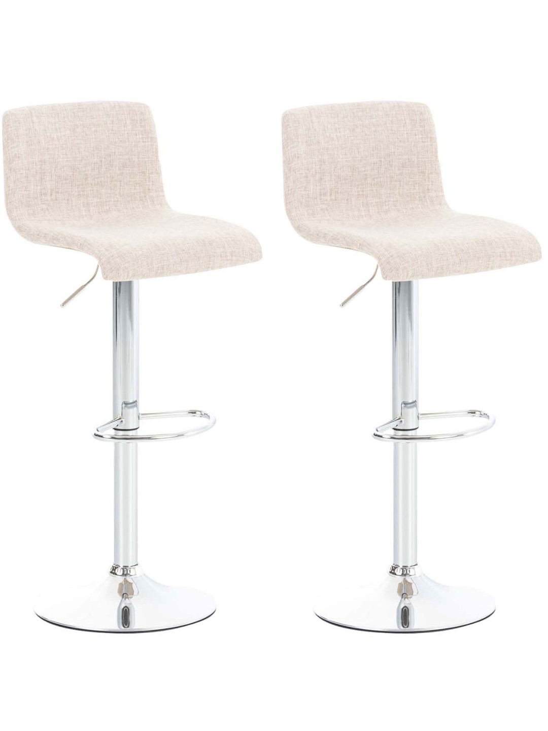Conjunto de 2 bancos altos em tecido Hoover cromado, creme