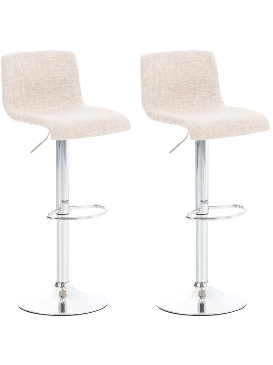 Conjunto de 2 bancos altos em tecido Hoover cromado, creme