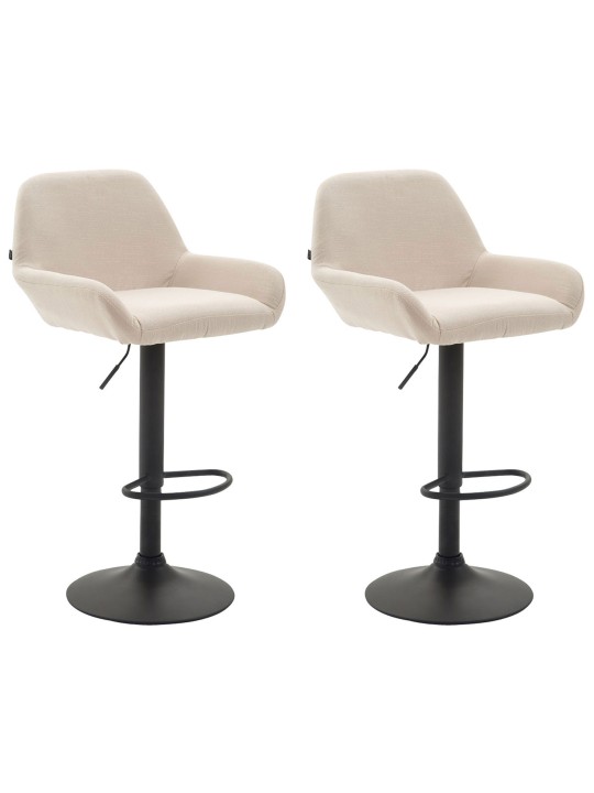 Conjunto de 2 bancos altos tecido Braga, creme Conjunto de 2 bancos altos tecido Braga, creme