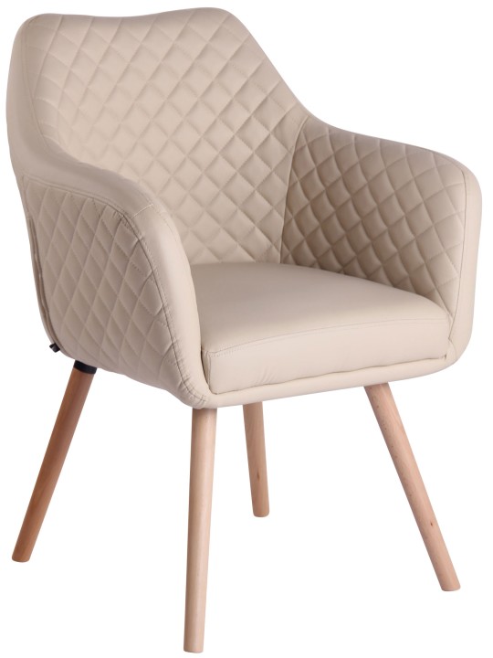 Cadeira de sala de jantar Gent couro sintético natura, creme