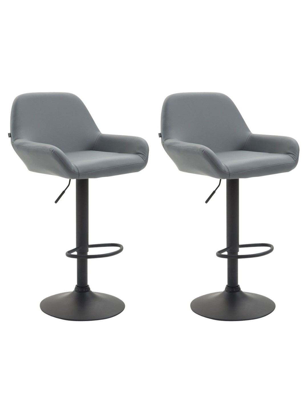 Conjunto de 2 banquetas de bar Braga couro sintético preto, cinzento