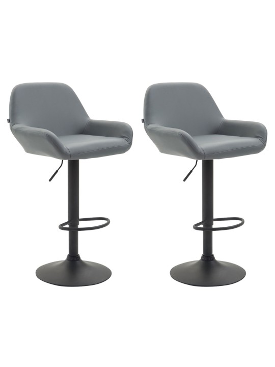 Conjunto de 2 banquetas de bar Braga couro sintético preto, cinzento