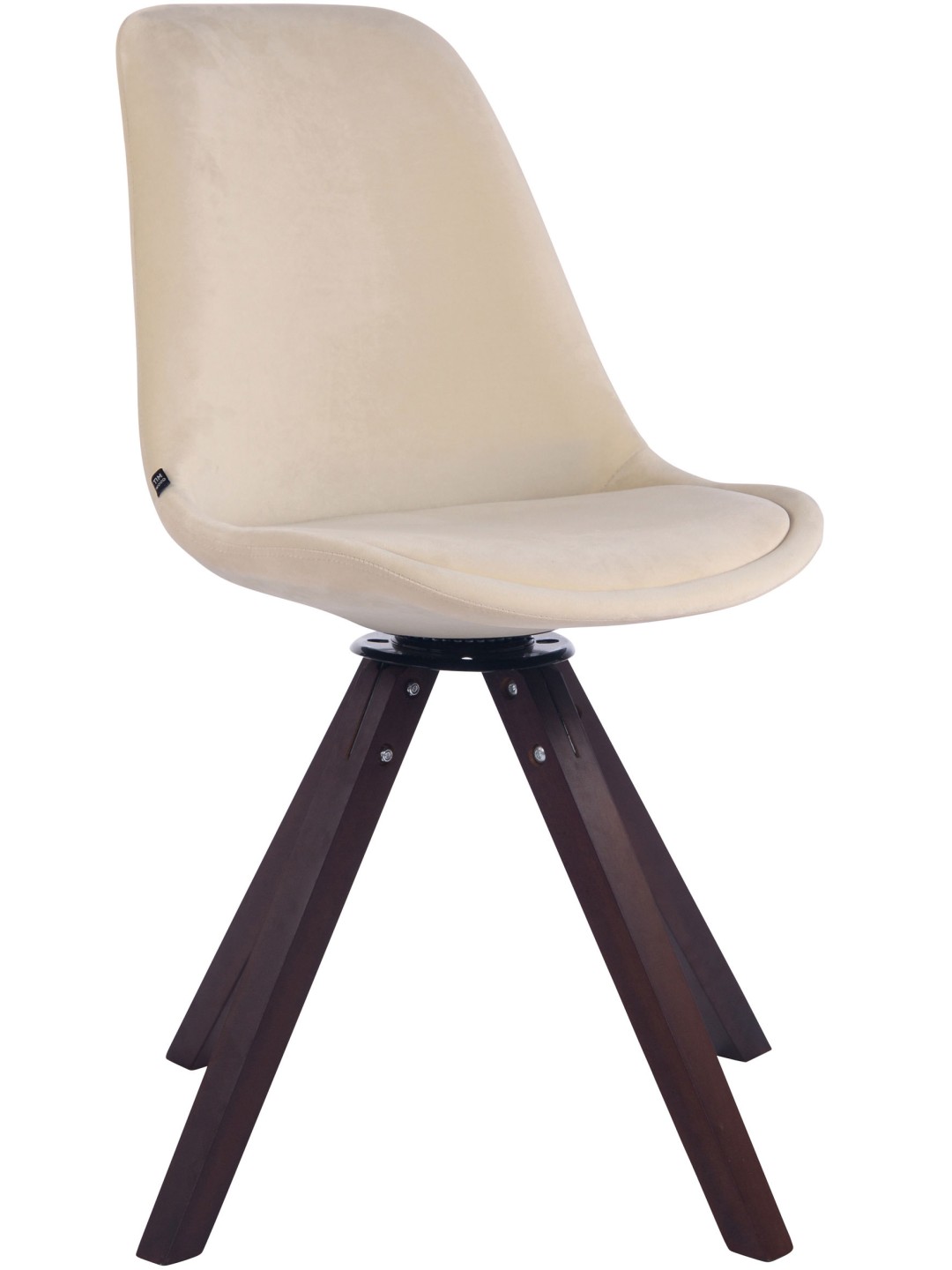 Cadeira de jantar Troyes veludo quadrado nogueira, creme