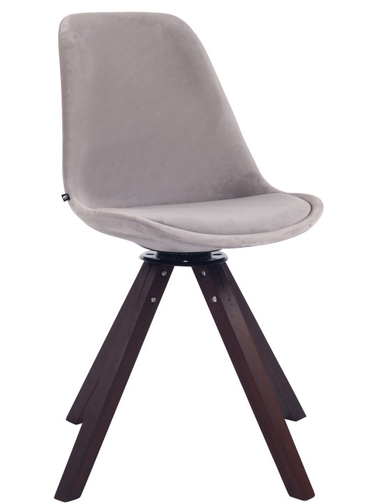 Cadeira de jantar Troyes veludo quadrado nogueira, cinzento