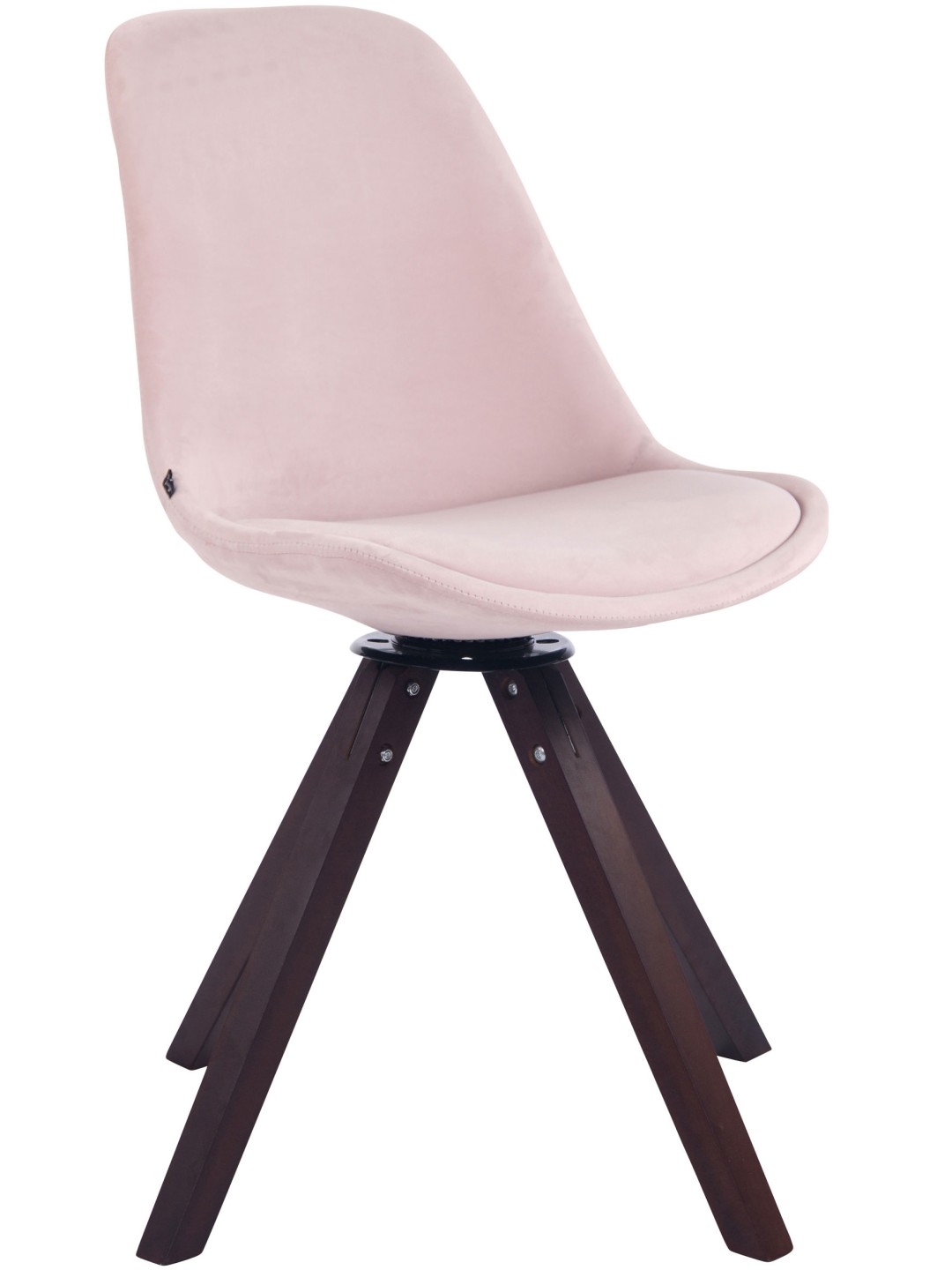 Cadeira de jantar Troyes veludo quadrado nogueira, rosa