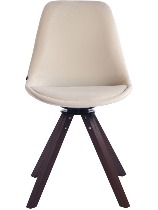 Cadeira de jantar Troyes veludo quadrado nogueira, creme