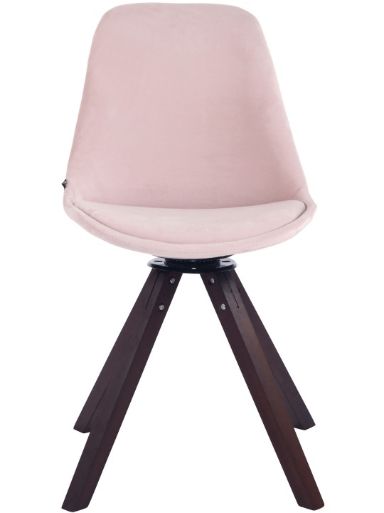 Cadeira de jantar Troyes veludo quadrado nogueira, rosa