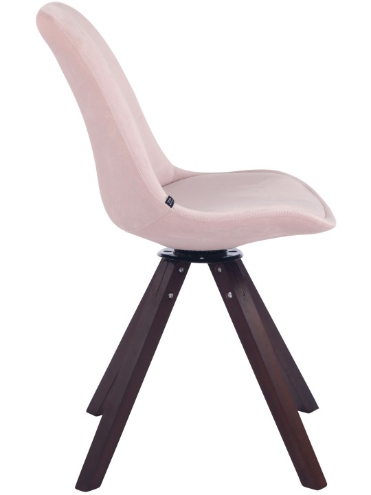 Cadeira de jantar Troyes veludo quadrado nogueira, rosa