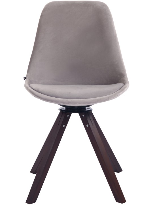 Cadeira de jantar Troyes veludo quadrado nogueira, cinzento