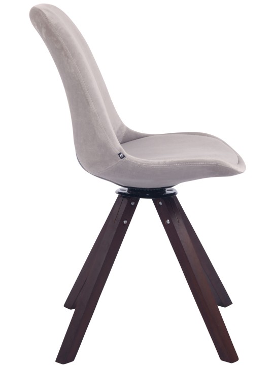 Cadeira de jantar Troyes veludo quadrado nogueira, cinzento