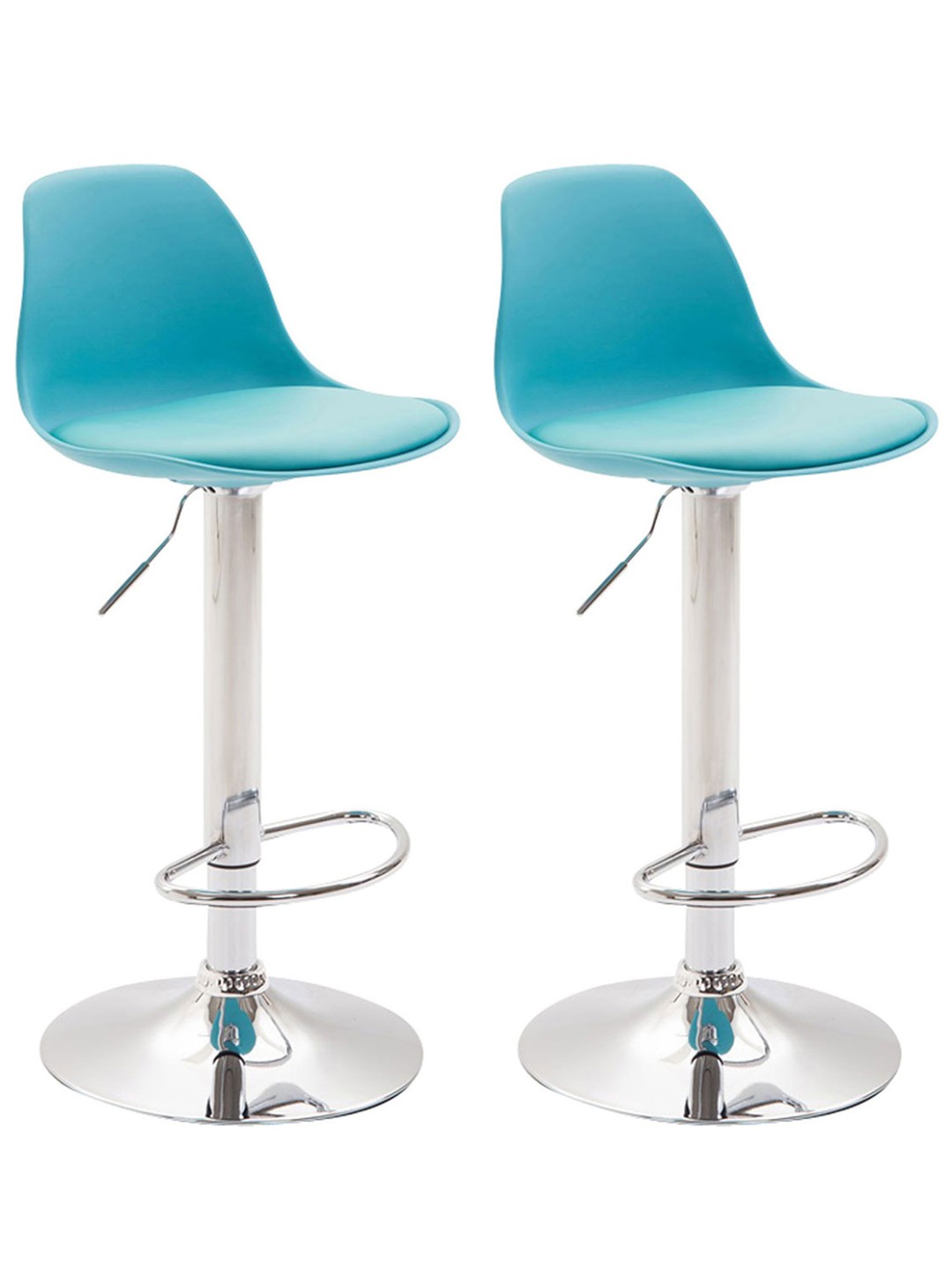 Conjunto de 2 bancos de bar Kiel plástico cromado, azul