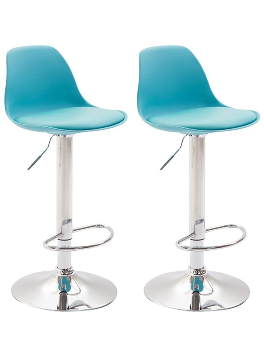 Conjunto de 2 bancos de bar Kiel plástico cromado, azul