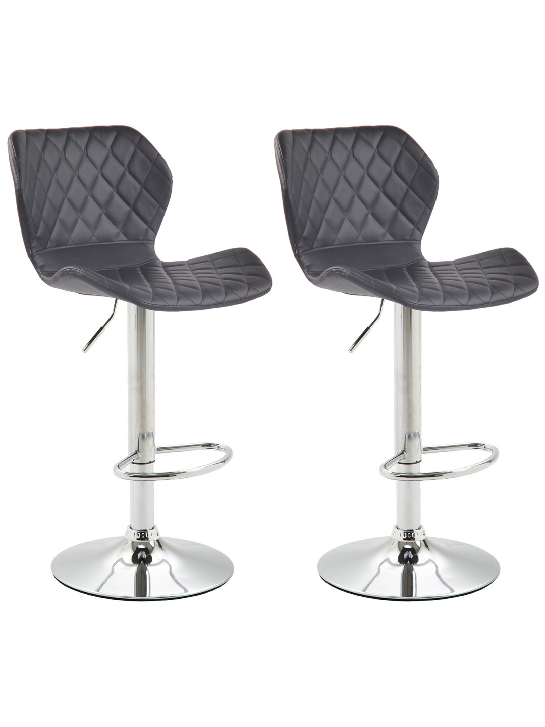 Conjunto de 2 bancos de bar Cork couro sintético cromado, preto