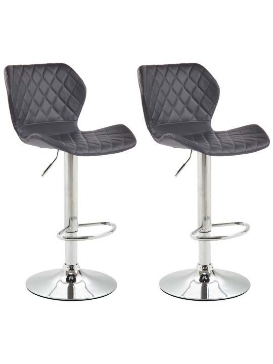 Conjunto de 2 bancos de bar Cork couro sintético cromado, preto