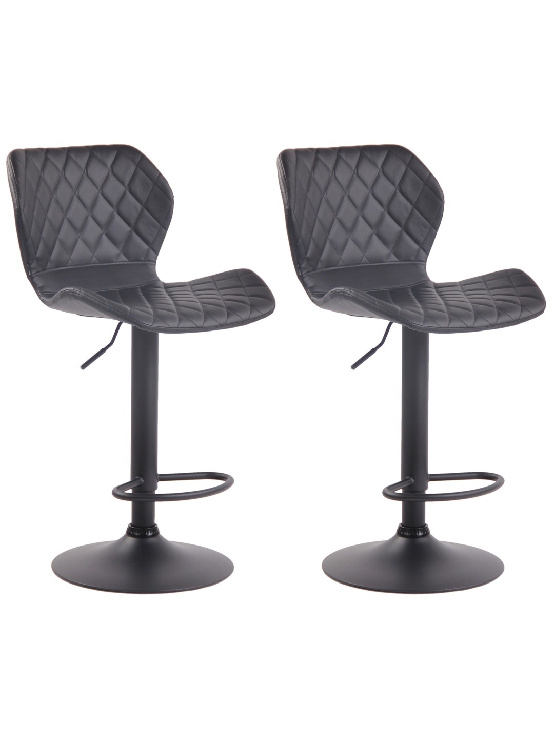 Conjunto de 2 bancos de bar Cork couro sintético preto, preto