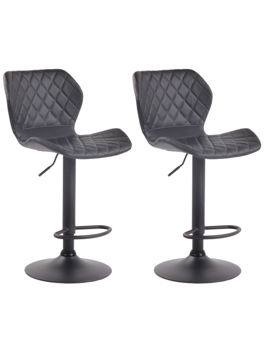 Conjunto de 2 bancos de bar Cork couro sintético preto, preto