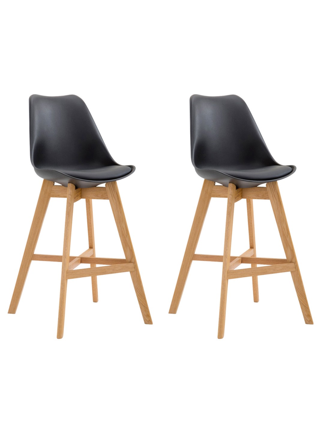 Conjunto de 2 bancos altos Cannes plástico natural, preto