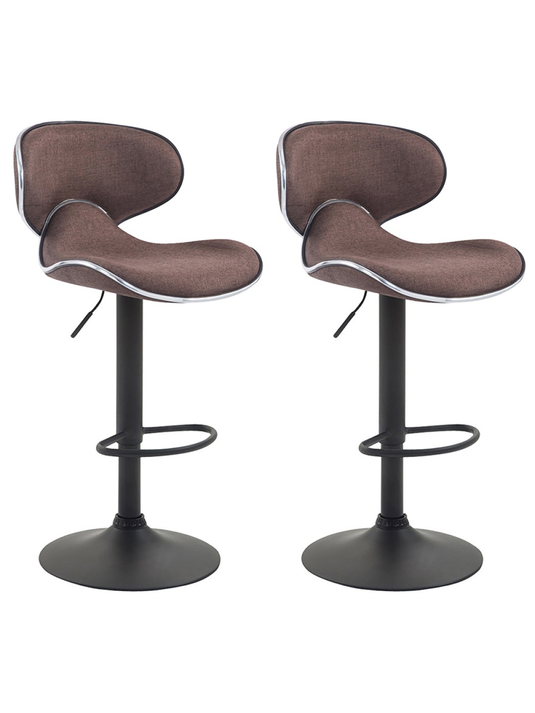 Conjunto de 2 bancos de bar Las Vegas V2 tecido preto, castanho