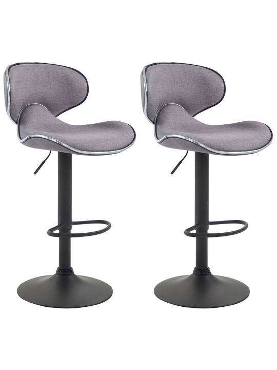 Conjunto de 2 bancos de bar Las Vegas V2 tecido preto, cinza claro
