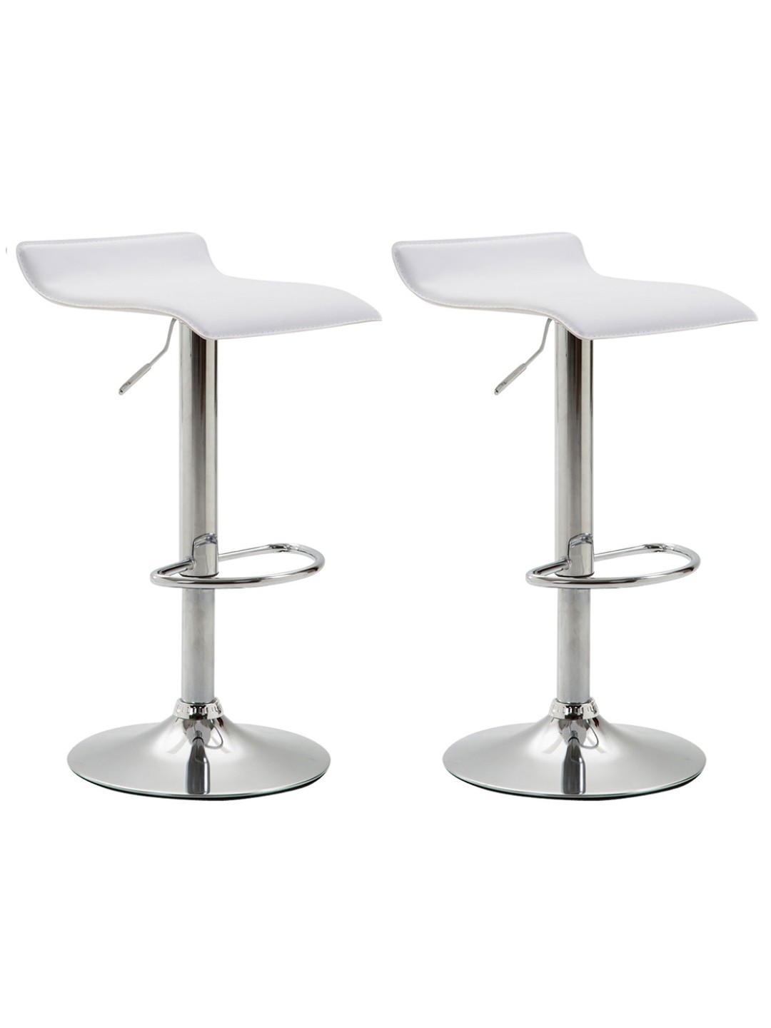 Conjunto de 2 bancos altos Dyn V2 em pele sintética cromada, branco