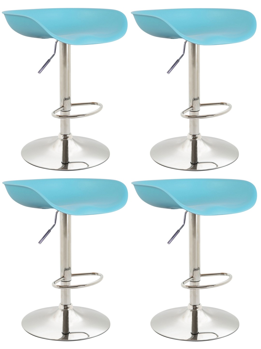 Conjunto de 4 bancos de bar Anaheim plástico cromado, azul