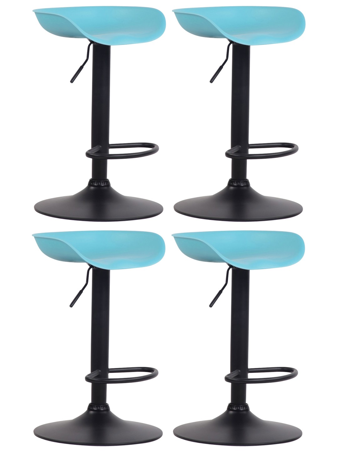 Conjunto de 4 bancos de bar Anaheim plástico preto, azul