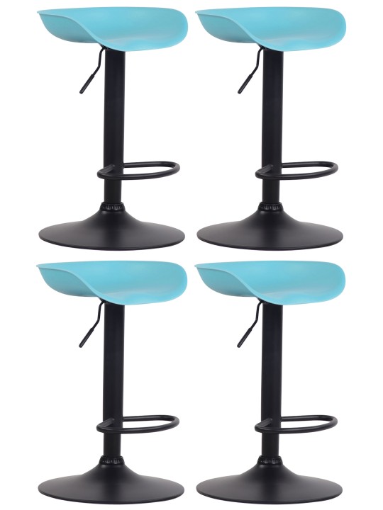 Conjunto de 4 bancos de bar Anaheim plástico preto, azul
