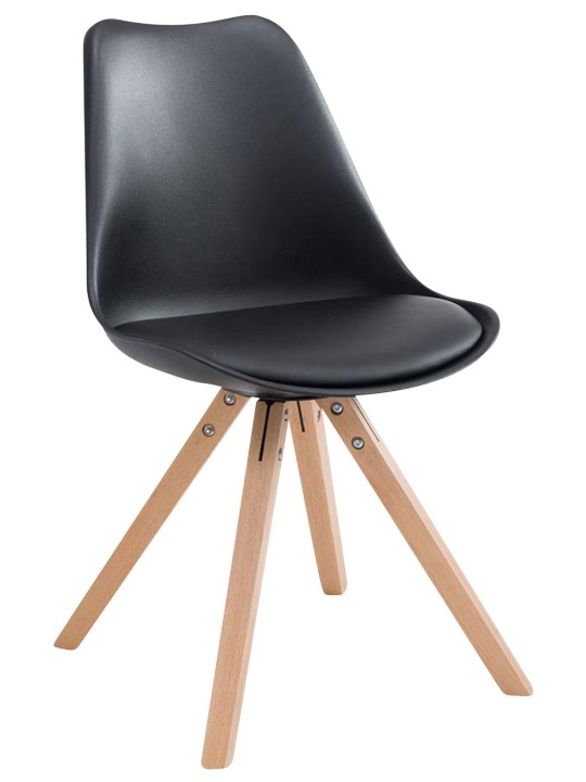 Conjunto de 4 cadeiras Toulouse couro sintético Natura Square, preto