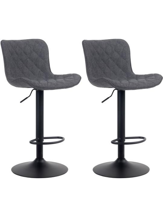 Conjunto de 2 bancos de bar Emma tecido, preto