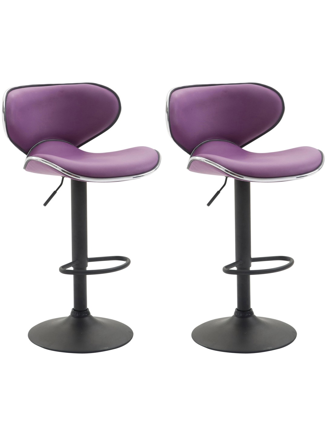 Conjunto de 2 banquetas de bar Las Vegas V2 couro sintético preto, lilás