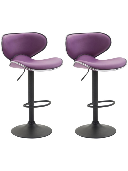 Conjunto de 2 banquetas de bar Las Vegas V2 couro sintético preto, lilás
