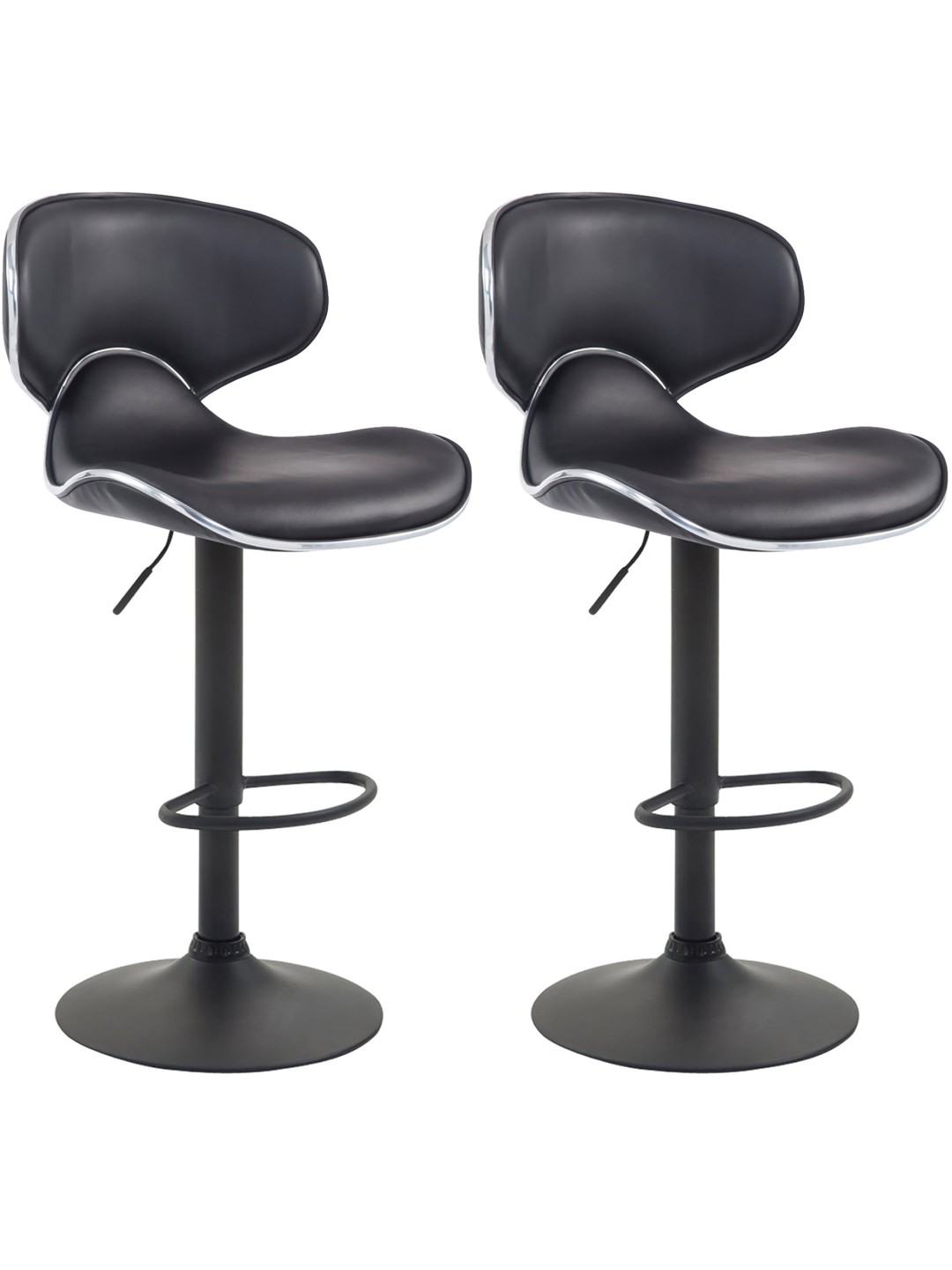 Conjunto de 2 bancos de bar Las Vegas V2 couro sintético preto, preto