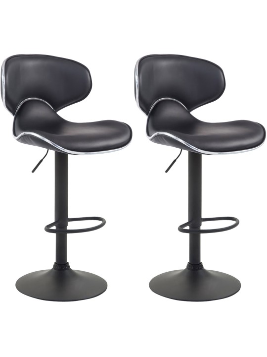 Conjunto de 2 bancos de bar Las Vegas V2 couro sintético preto, preto
