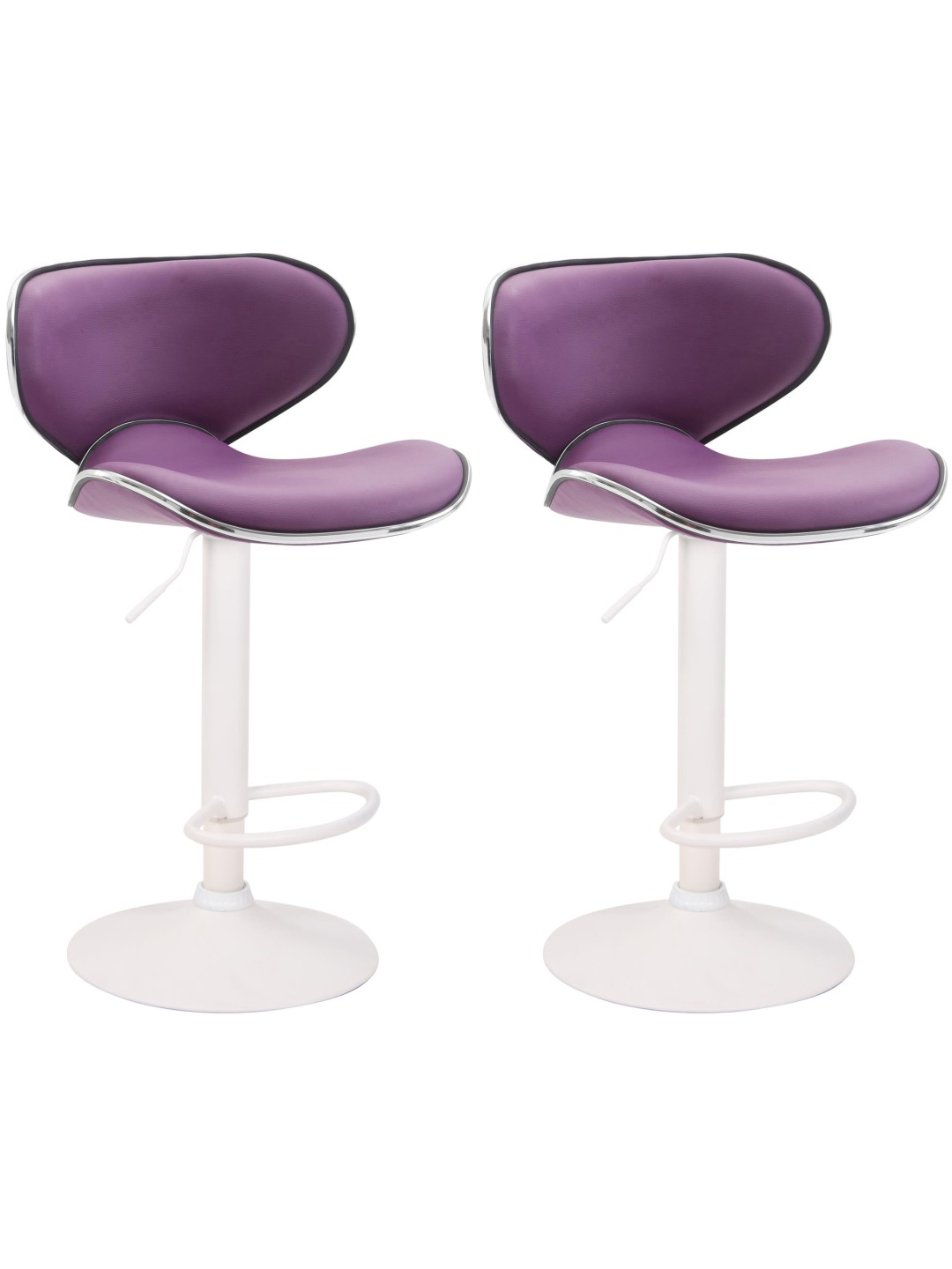 Conjunto de 2 bancos de bar Las Vegas V2 couro sintético branco, roxo