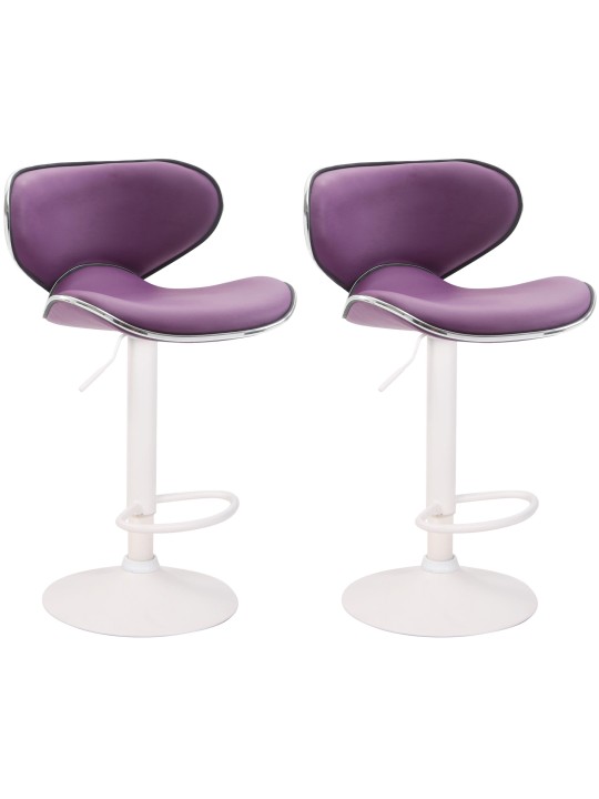 Conjunto de 2 bancos de bar Las Vegas V2 couro sintético branco, roxo