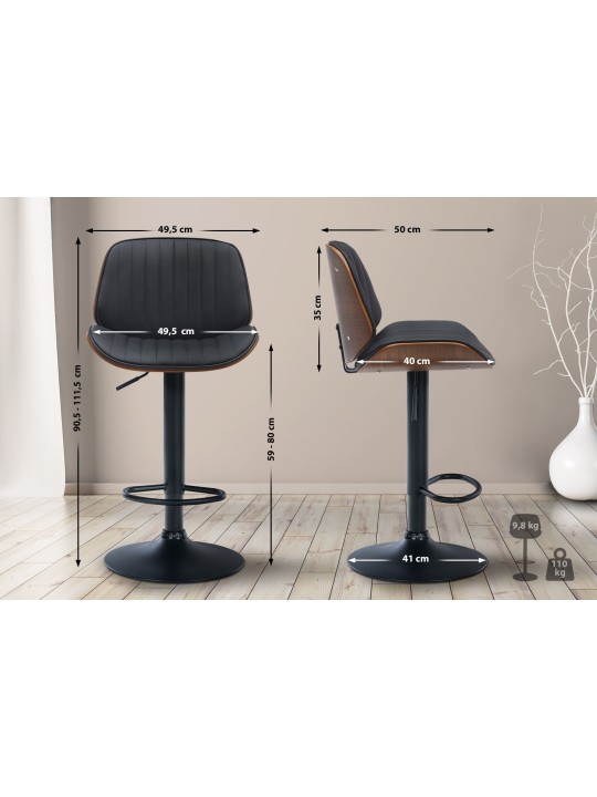Banqueta alta Nova couro sintético, nogueira/preto