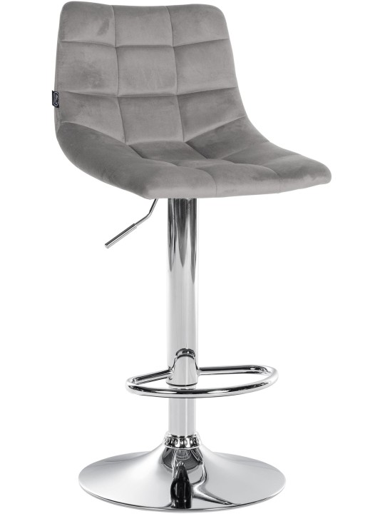 Banco de bar Jerry Velvet Chrome, cinza Banco de bar Jerry Velvet Chrome, cinza
