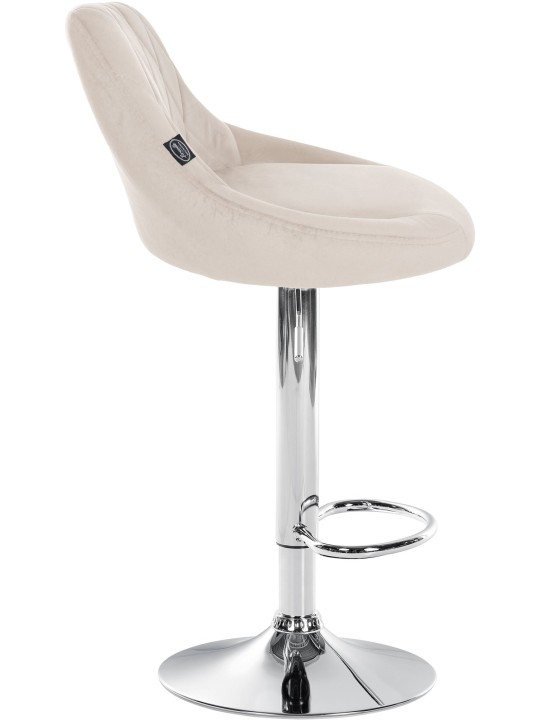 Banqueta alta Lazio veludo cromado, creme