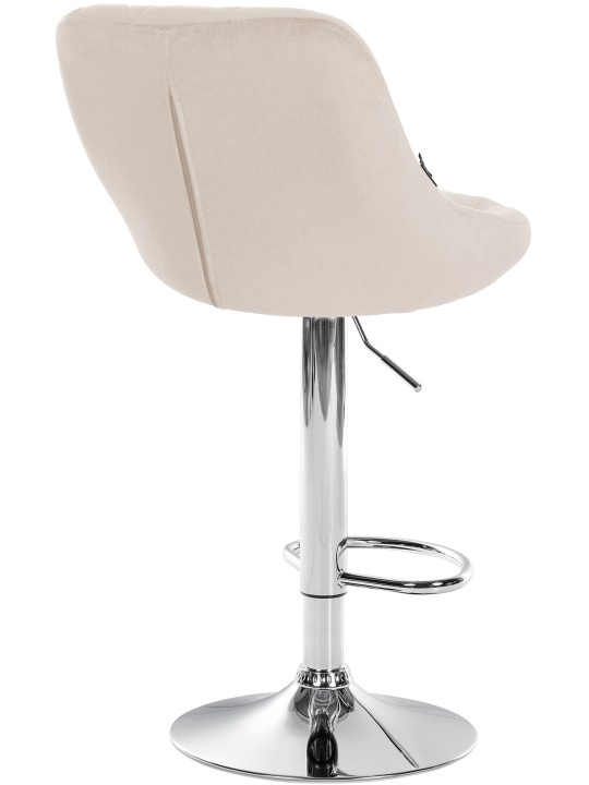 Banqueta alta Lazio veludo cromado, creme