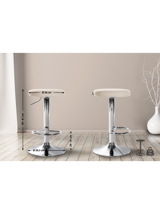 Banqueta alta Ponte couro sintético cromado, creme
