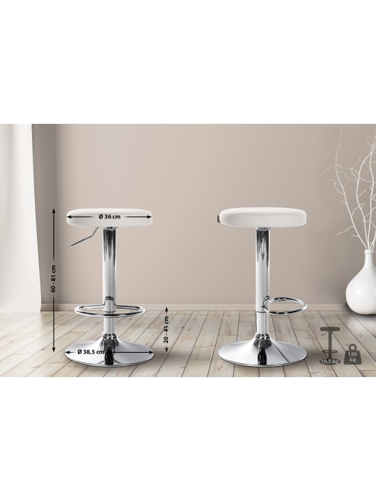 Banqueta alta Ponte couro sintético cromado, branco