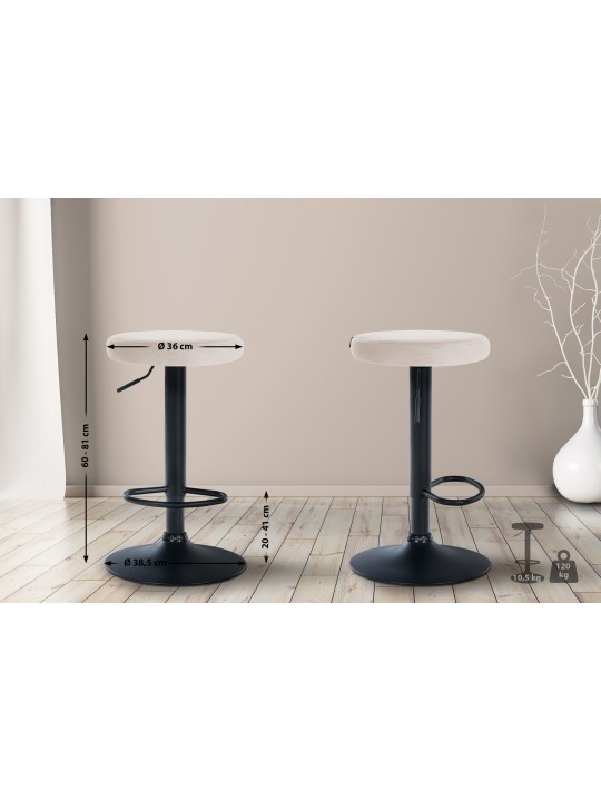 Banqueta alta Ponte veludo, creme