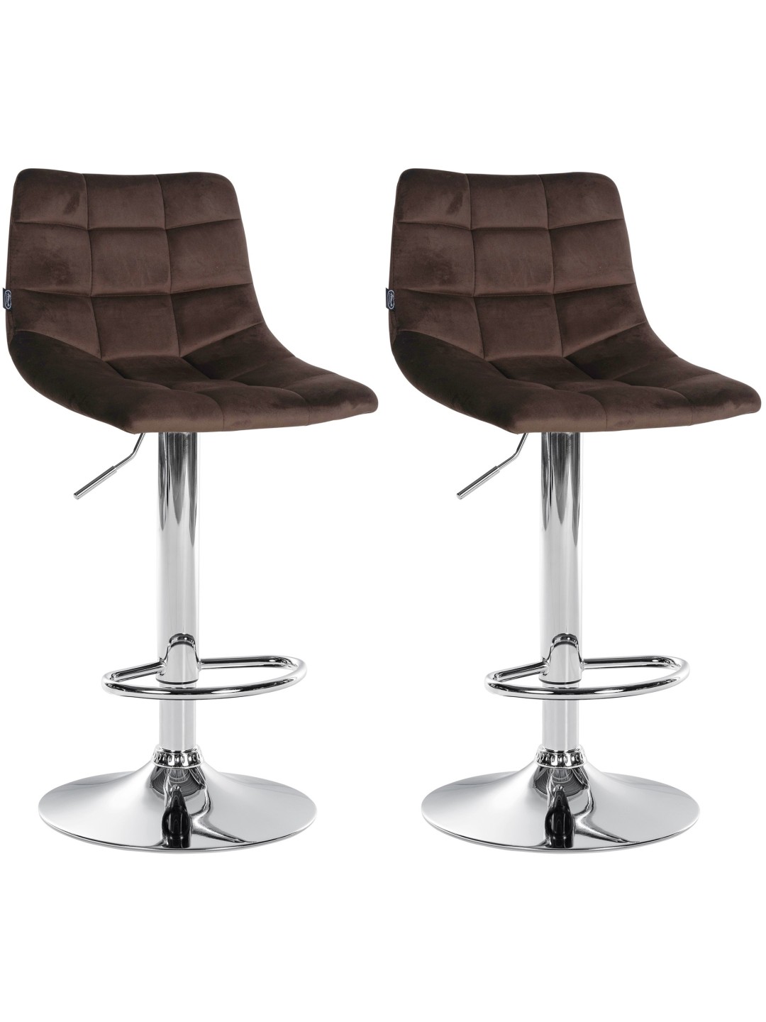 Conjunto de 2 bancos altos Jerry veludo cromado, castanho