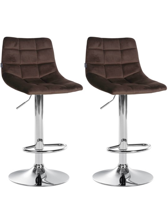 Conjunto de 2 bancos altos Jerry veludo cromado, castanho