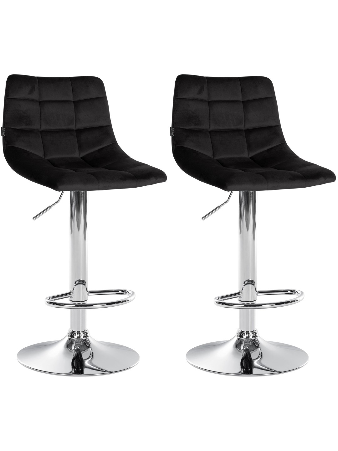Conjunto de 2 bancos altos Jerry veludo cromado, preto
